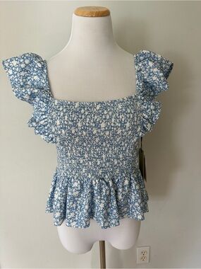 NWT Nation Ltd Jenny Printed Ruffle Tank in Blossom